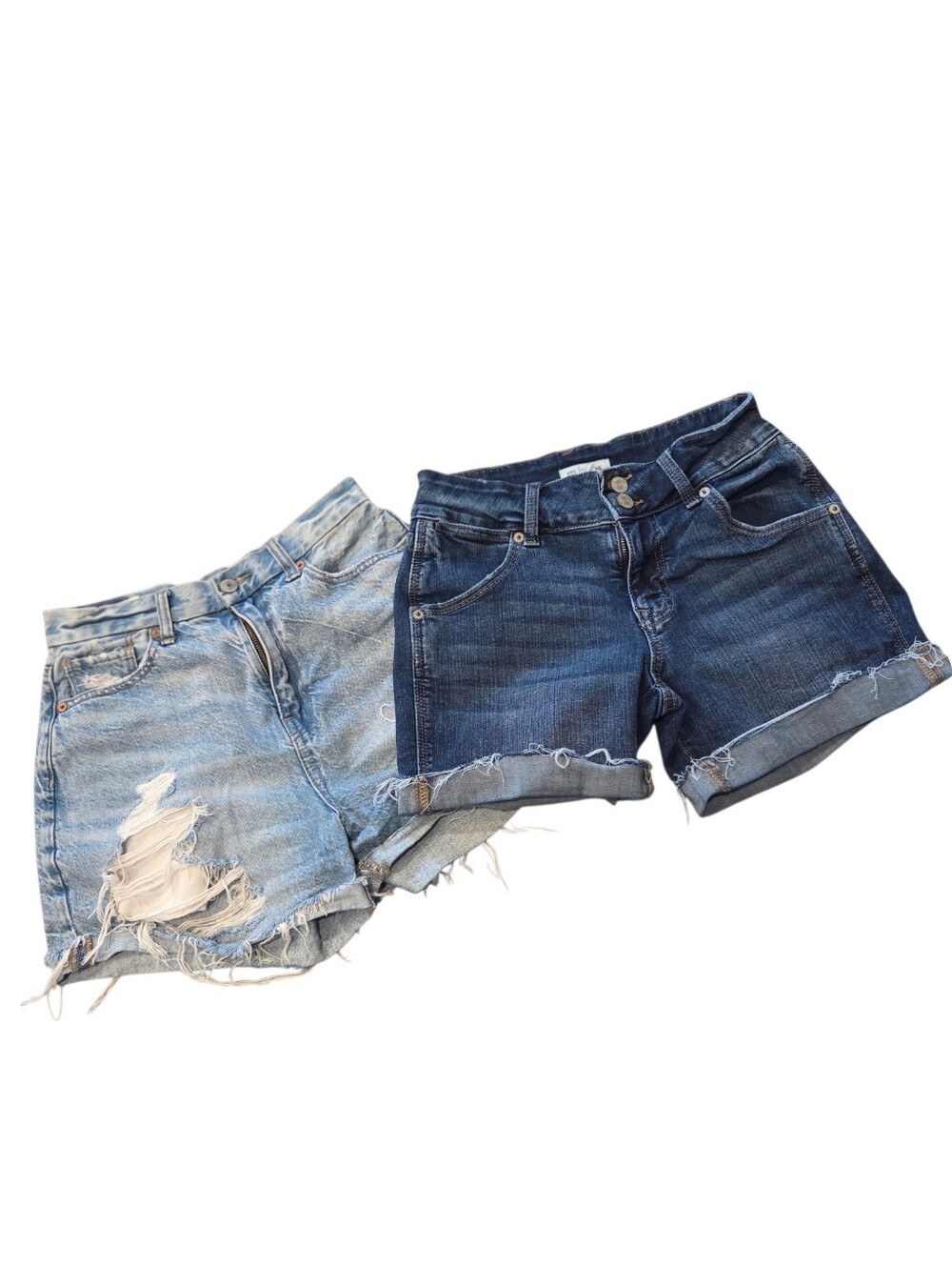 AE and Maurcies Girls/women's Jean Shorts, Raw Hem, Distressed. Size:0